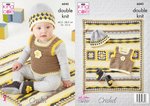 King Cole 6043 Crochet Pattern Baby Hat Bootees Tank Top Blanket in Cherished Baby DK