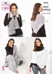 KIng Cole 5975 Knitting Pattern Womens Scarves Blanket and Wrap in King Cole Super Yummy