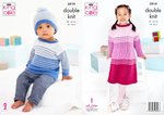 King Cole 5919 Knitting Pattern Baby Child Sweater Hat and Dress in King Cole Cottonsoft DK