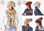 KIng Cole 5968 Knitting Pattern Womens Hats Scarves Handwarmers in King Cole Merino Blend DK