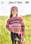 James C Brett JB800 Knitting Pattern Child Sweater Hat Scarf in James C Brett Marble Chunky