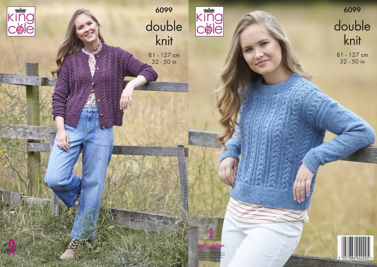 KIng Cole 6099 Knitting Pattern Womens Sweater and Cardigan in King ...